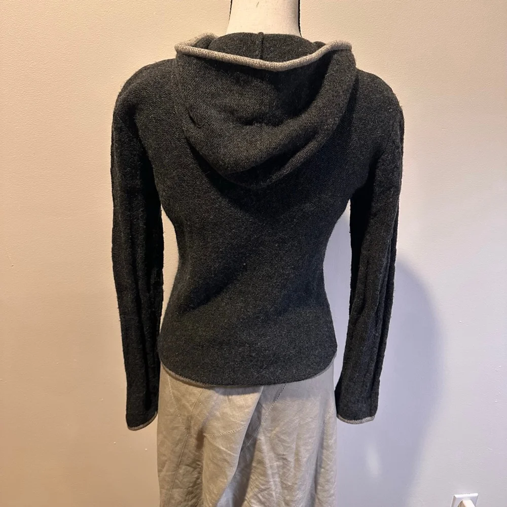 VTG 90s Twiggy Lambswool Hooded Zip Cardigan Minimal Knit Sweater | XS/S - Picture 2 of 11